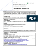 Plano de ensino e aprendizagem da disciplina Estágio 4 da Faculdade de Direito da UnB