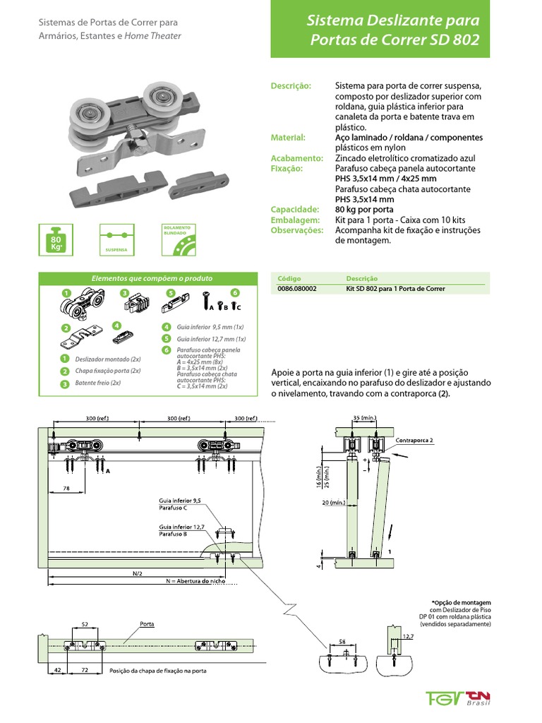Sistema Deslizante para Portas de Correr SD802 | PDF | Materiais de ...