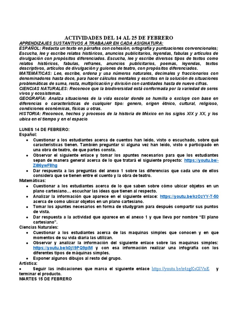 Actividades Del 14 Al 25 de Febrero | PDF | Migración humana | Información