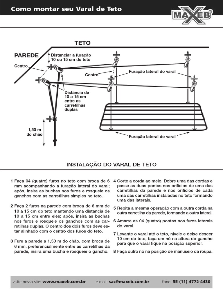 Instalação do Varal de Teto Passo a Passo | PDF