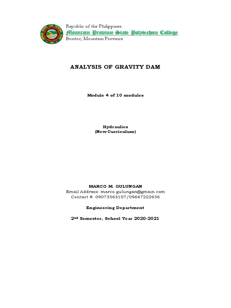 Analysis Of Forces Acting On Gravity Dams And Determining Their