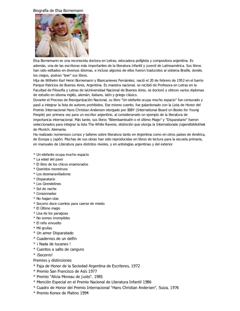 Biografía de Elsa Bornemann