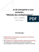 Método Multiplicadores Prob Transp e Variantes