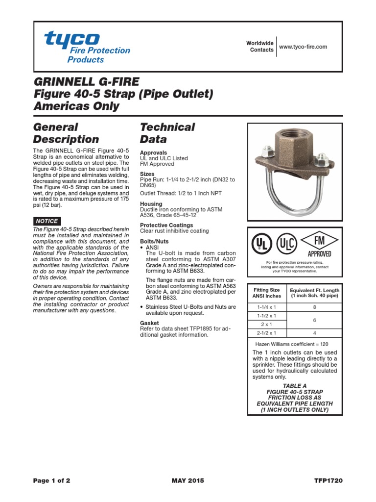 Grinnell G-Fire Figure 40-5 Strap (Pipe Outlet) Americas Only | PDF ...