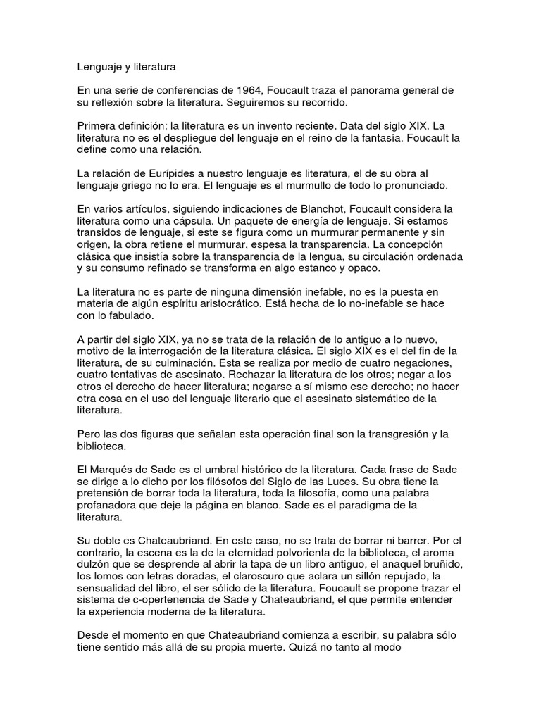 Lenguaje y Literatura PDF Marcel Proust Michel Foucault