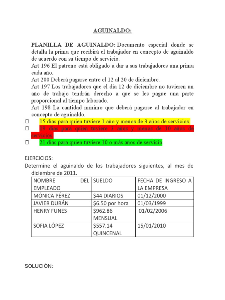 Cálculo de Aguinaldo para Empleados | PDF | Finanzas y dinero