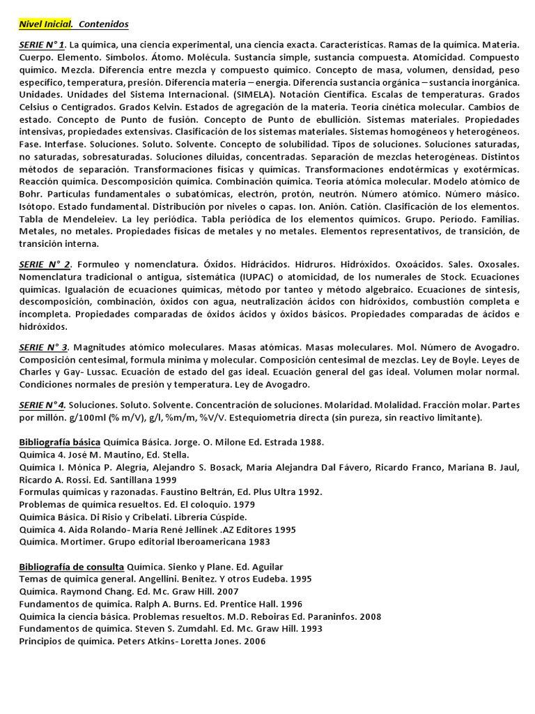 Fundamentos de Química: Contenidos y Ejercicios | PDF | Química | Mezcla