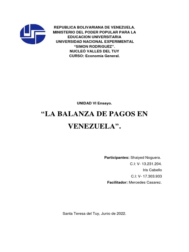 Balanza de Pagos en Venezuela: Análisis Actual | PDF | Balance de pagos ...