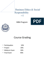 Seminar in Business Ethics & Social Responsibility - 1 - : MBA Program
