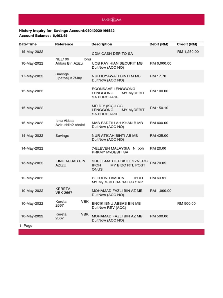Savings Account Transaction History | PDF | Corporations | Financial ...