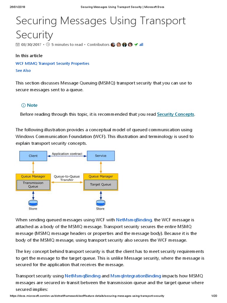 WCF MSMQ Transport Security Guide | PDF | Encryption | Public Key ...