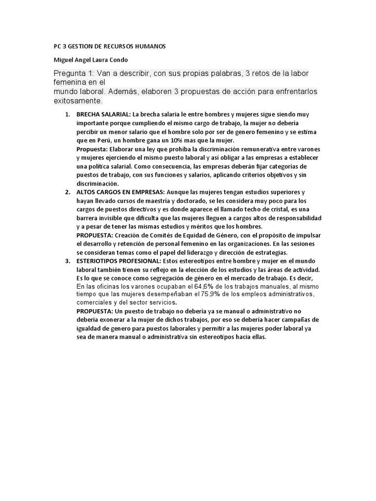 Pc 3 Gestion De Recursos Humanos Pdf Gestión De Recursos Humanos