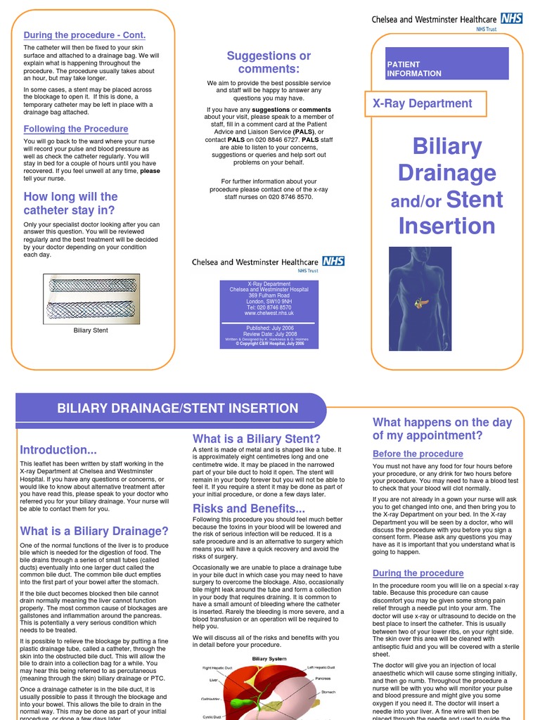 Biliary Drain or Stent Insertion Bile Digestive System