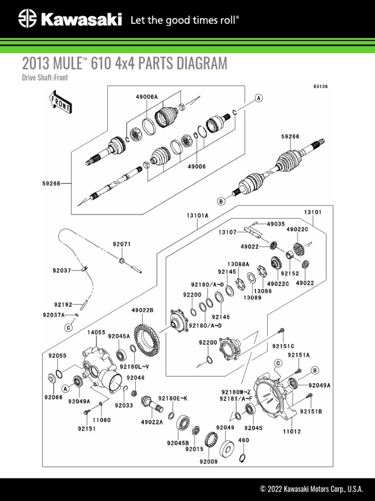 2013 Kawasaki Mule 610 Parts Diagram | PDF | Manufactured Goods ...