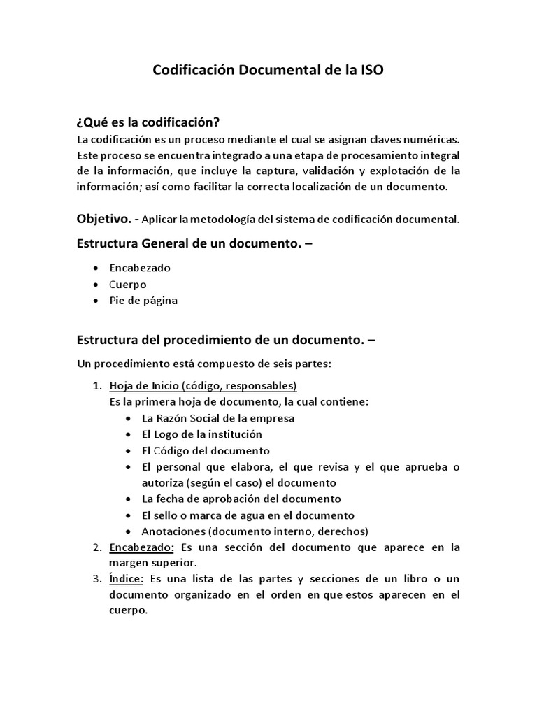 Codificación Documental según ISO 9001 | PDF | Organización ...