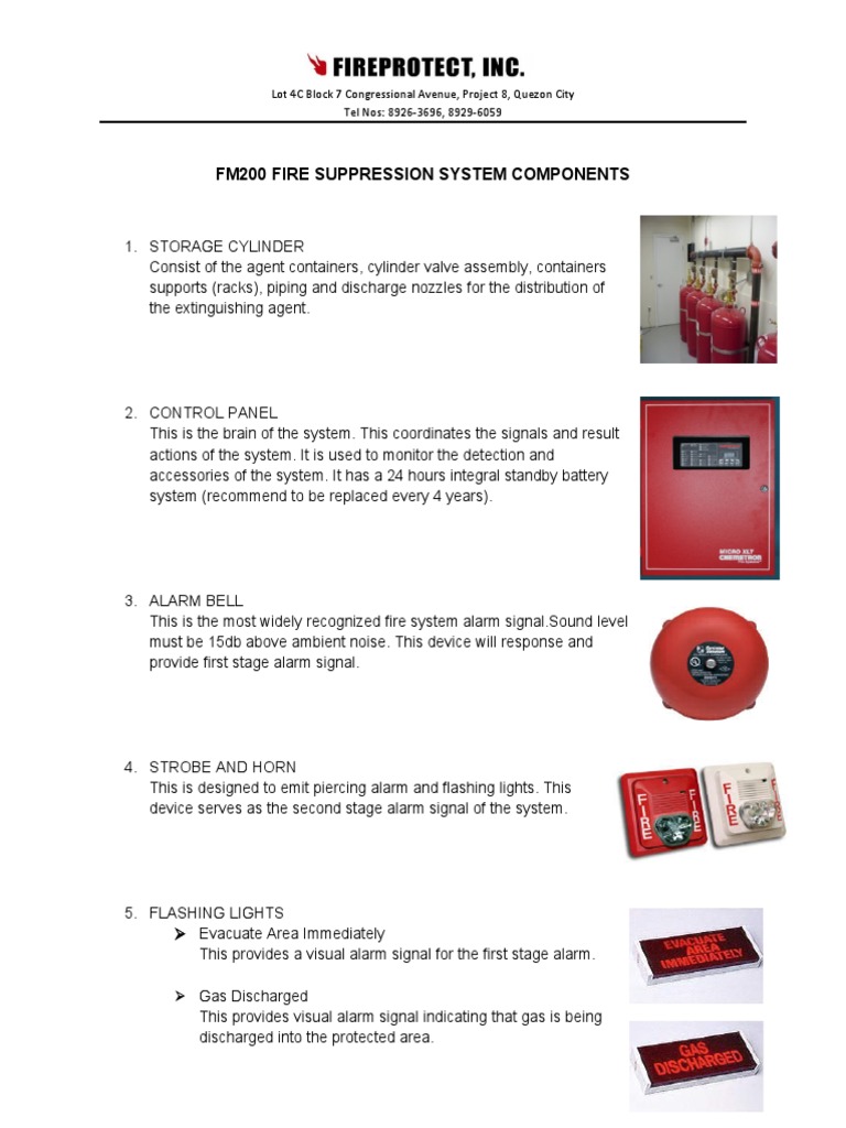 FM200 Fire Suppression System Components | PDF