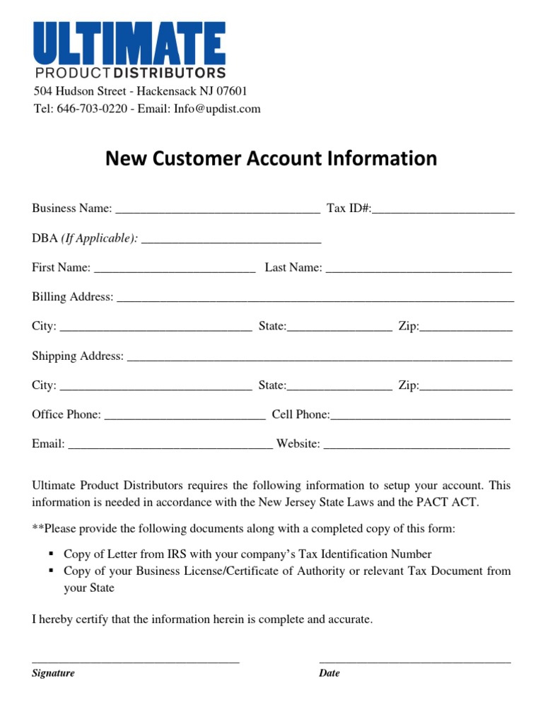New Customer Account Information: Signature Date | PDF | Career ...