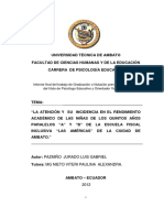 La atención y su incidencia en el rendimiento académico de las niñas de quinto grado