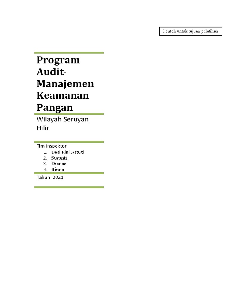 Audit Keamanan Pangan Seruyan 2021 | PDF | Teknologi & Rekayasa