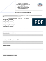 Department of Education: Student Lesson Feedback Form