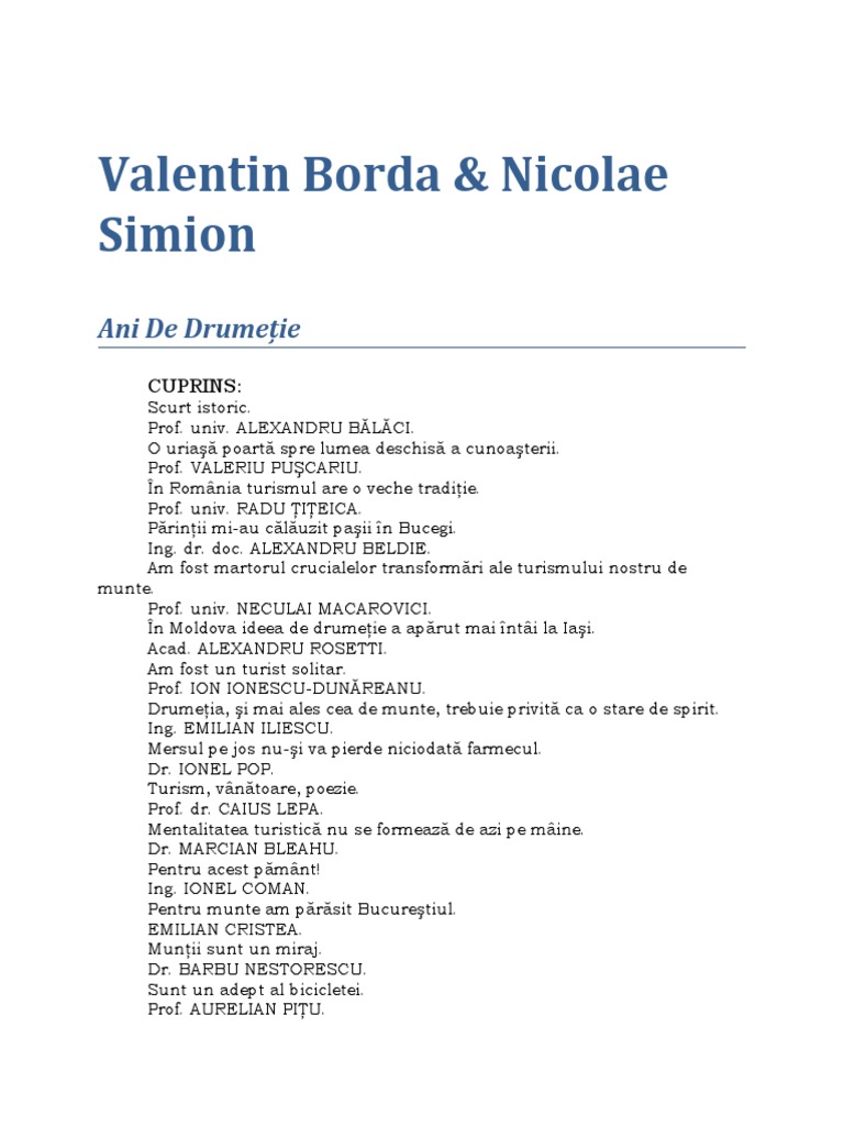 Valentin Borda - Nicolae Simion - Ani de Drumeţie 0.9 (Natură) | PDF
