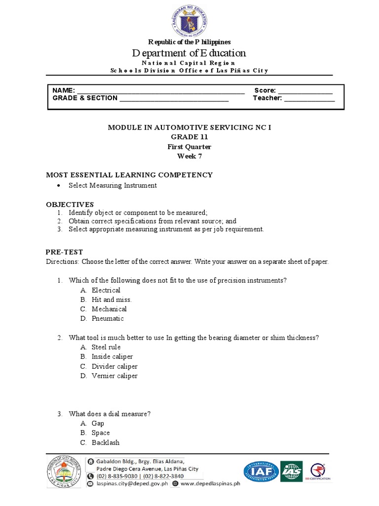 Department of Education: Republic of The P Hilippines | PDF | Engines ...