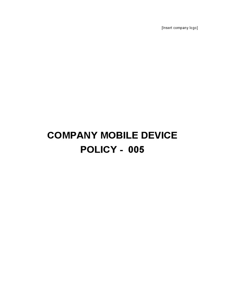 Company Mobile Device Policy PDF Mobile App Password
