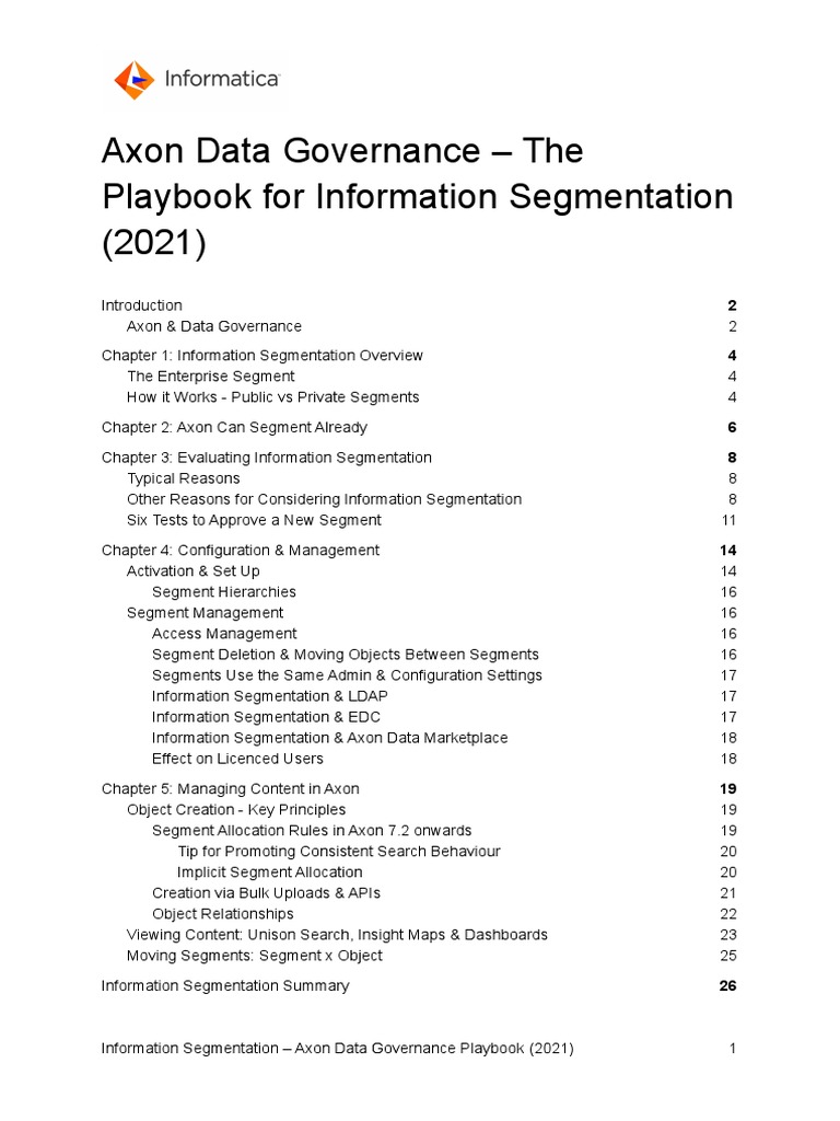 Axon Data Governance The Playbook For Information Segmentation (2021