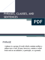 Phrases, Clauses, and Sentences...
