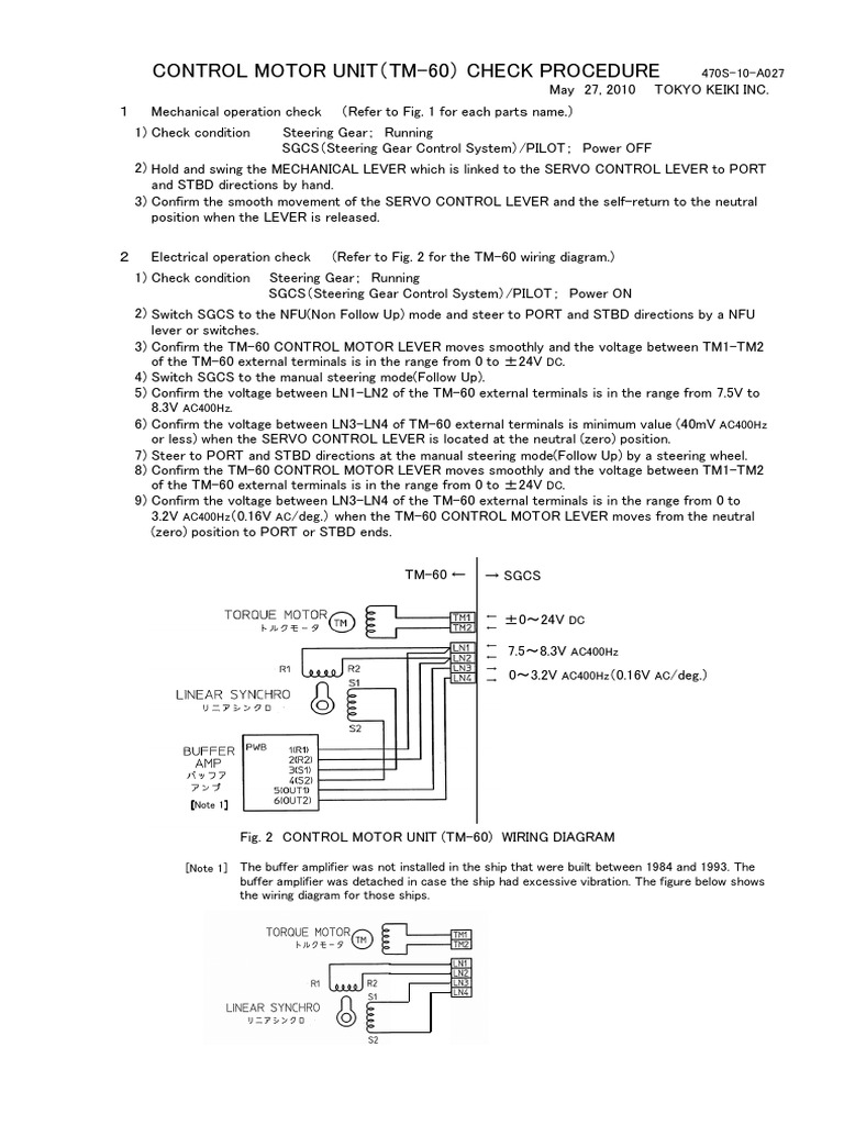 TM-60 Control Motor Check Procedure | PDF | Electric Motor | Servomechanism