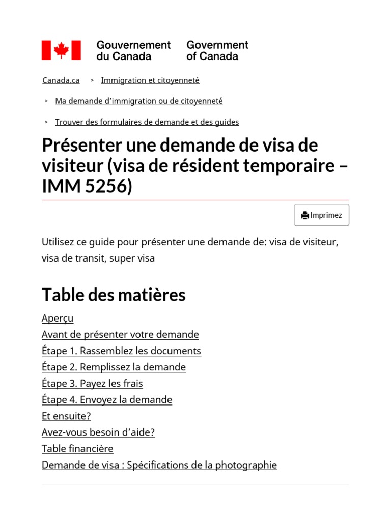 Demande de visa visiteur Canada | PDF | Visa (Document) | Baccalauréat ...