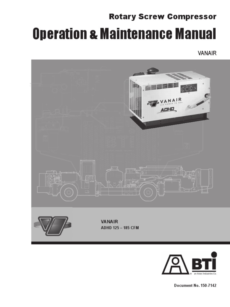 1507142 160 ADHD Air Compressor Service Manual PDF Manufactured Goods
