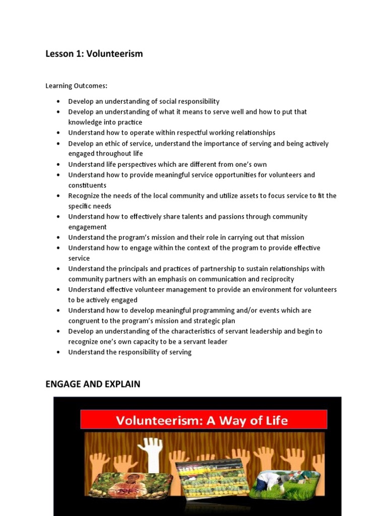 Lesson+1 +volunteerism | PDF | Career & Growth | Business