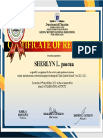 Certificate of Recognition: SHERLYN L. Pascua