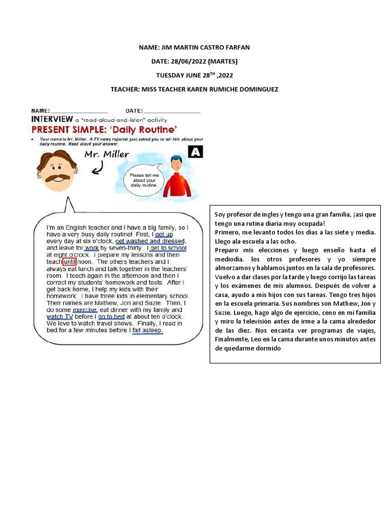 Peter S Daily Routine - Castro Farfan Jim Martin | PDF