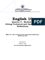 English 10: Quarter 4 - Module 2 Giving Technical and Operational Definitions