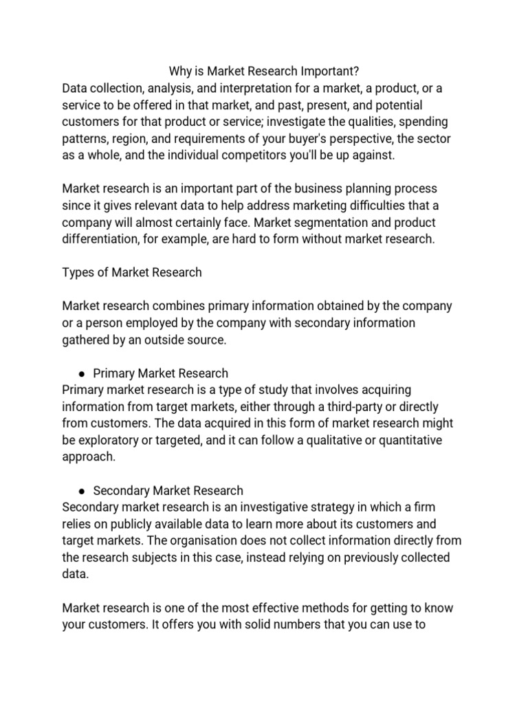 why is market research important essay