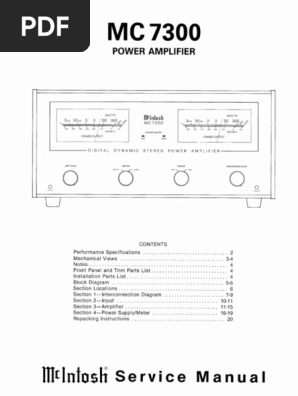 Mcintosh mc7300 Service Manual | PDF