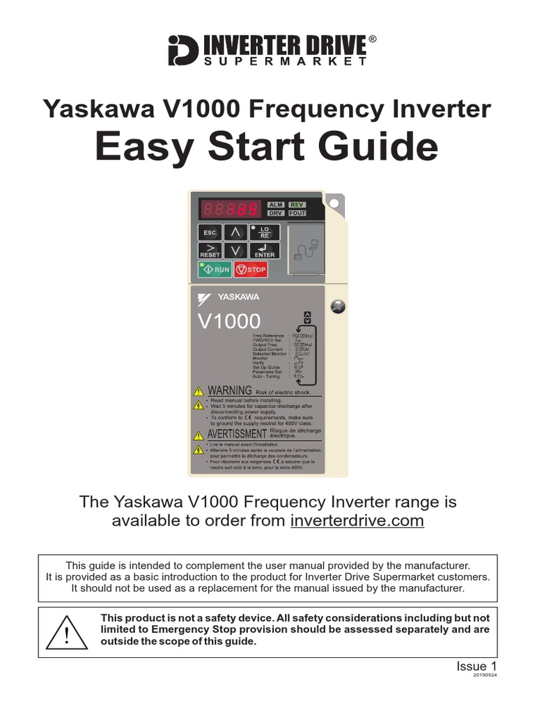 Yaskawa V1000 Easy Start Guide PDF Electric Motor Power Inverter