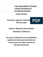 Aplicacion Del Reglamento Tecnico para Redes Internas de Telecomunicaciones