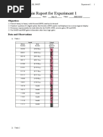 Main Report For Experiment 1: Objectives