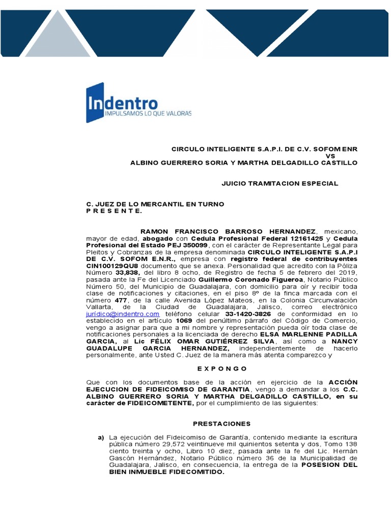 Ejecución de Fideicomiso en Garantía | PDF | Ley de fideicomiso | Pagos