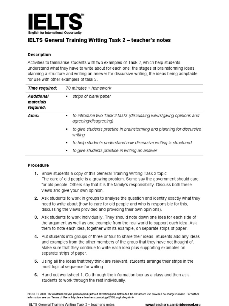 Ielts Gt Writing Task 2 Argument Brainstorming