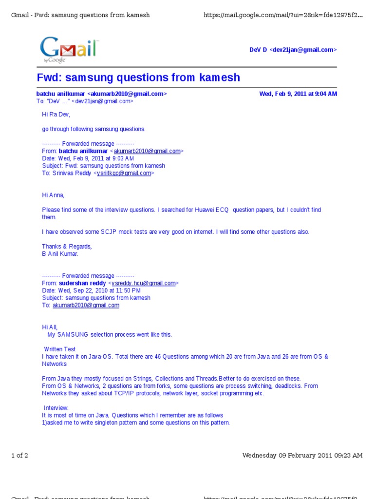 Samsung Interview Questions Java (Programming Language) Software