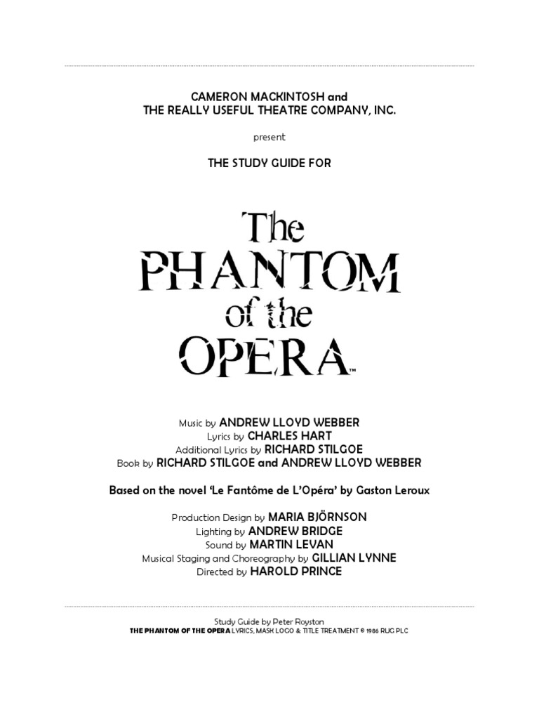 Phantom Study Guide | PDF | Erik (The Phantom Of The Opera) | The ...