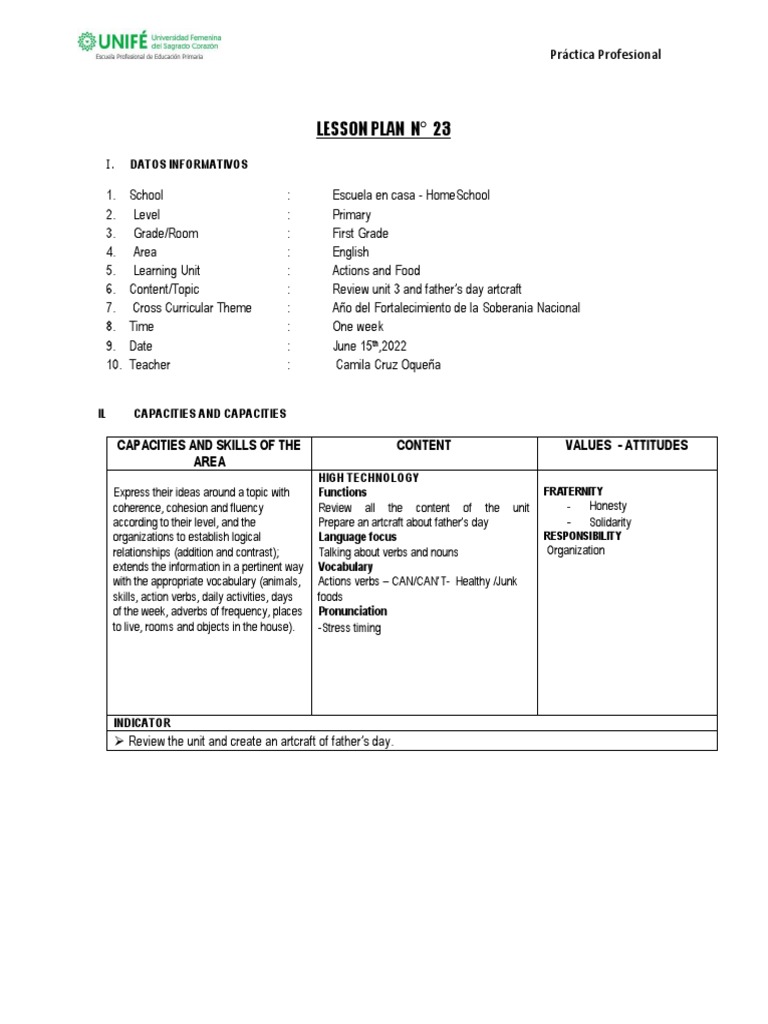 Lesson Plan 23 - 150622 - Week 5 - Unit 3 | PDF | Verb | Human ...
