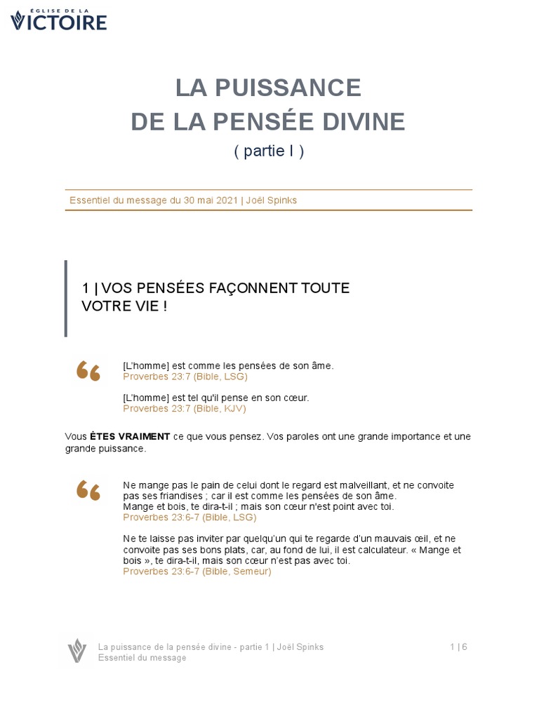 La Puissance de La Pensée Divine Partie 1 | PDF | Dieu | Abraham