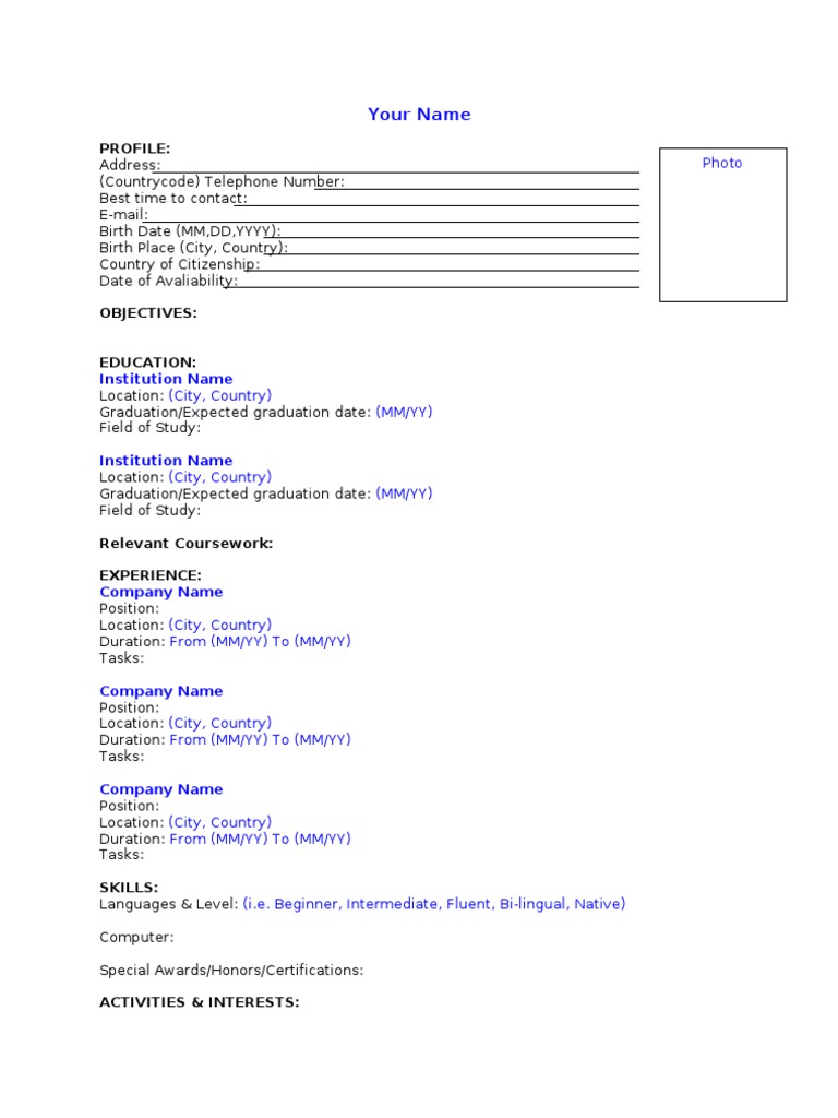 Greece CV Template Guide | PDF
