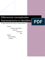 Diferencias Conceptuales Entre Keynesianismo y Neoliberalismo