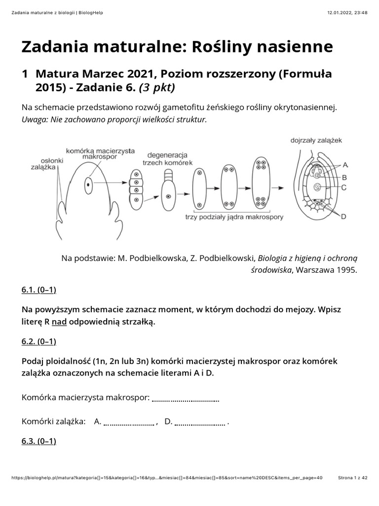 Rośliny Nasienne Sprawdzian